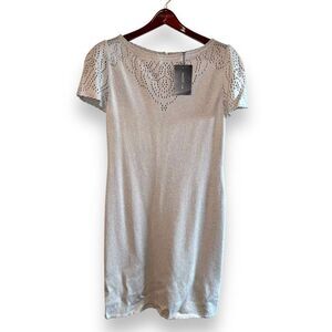 St. John Evening Silver Shimmer Knit Made in USA Formal Dress Sz 14